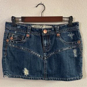 Seven7 Distressed Jean Mini Skirt